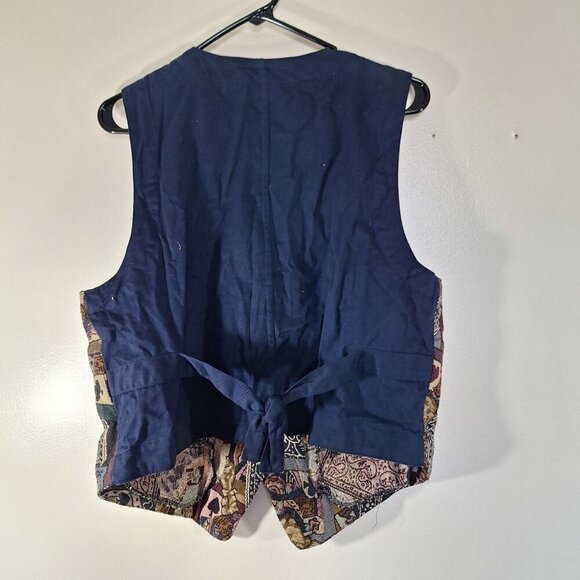 Vintage Karen Scott tapestry Deck of Cards Vest size Large - Picture 2 of 5